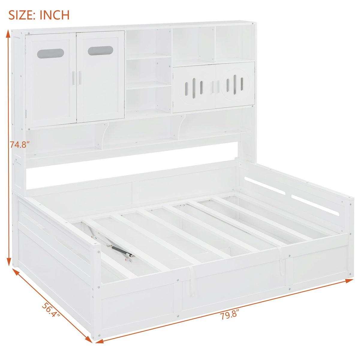 Daybed With All-In-One Cabinet And Shelf