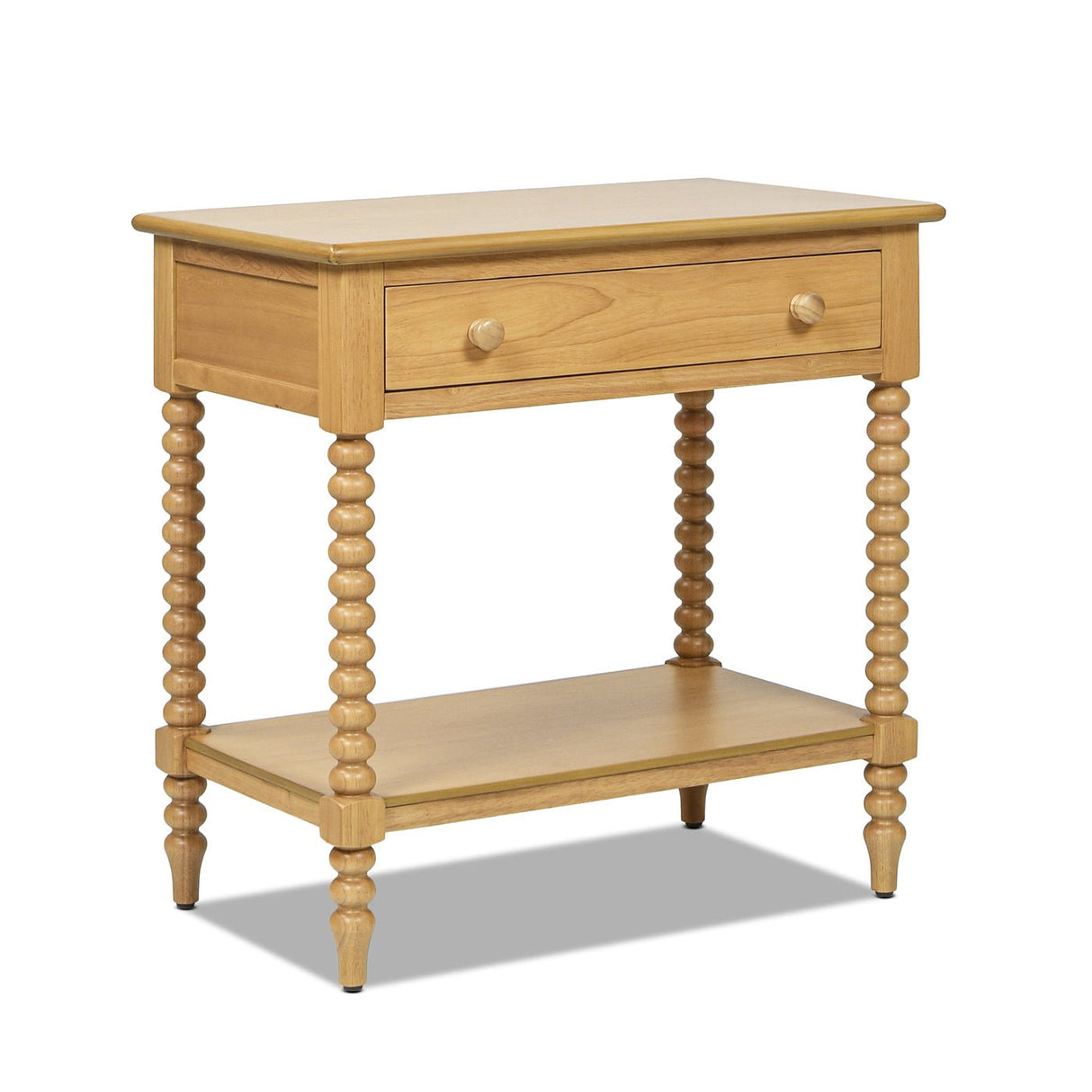 28" Side Table with Turned Legs, Shelf and Drawer - Side Tables