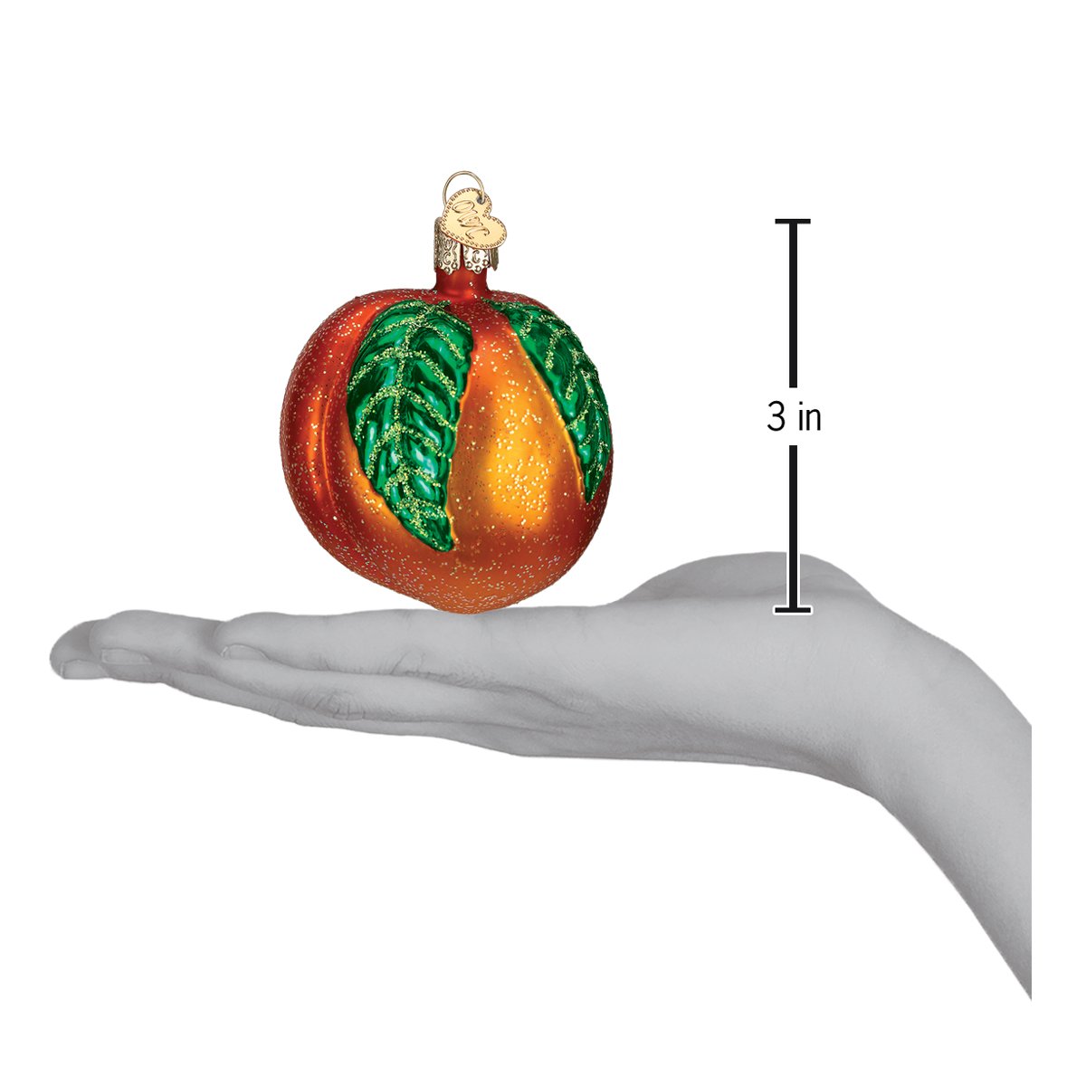 Peach Ornament by Old World Christmas 3 x 2.75 x 2.5 Inches
