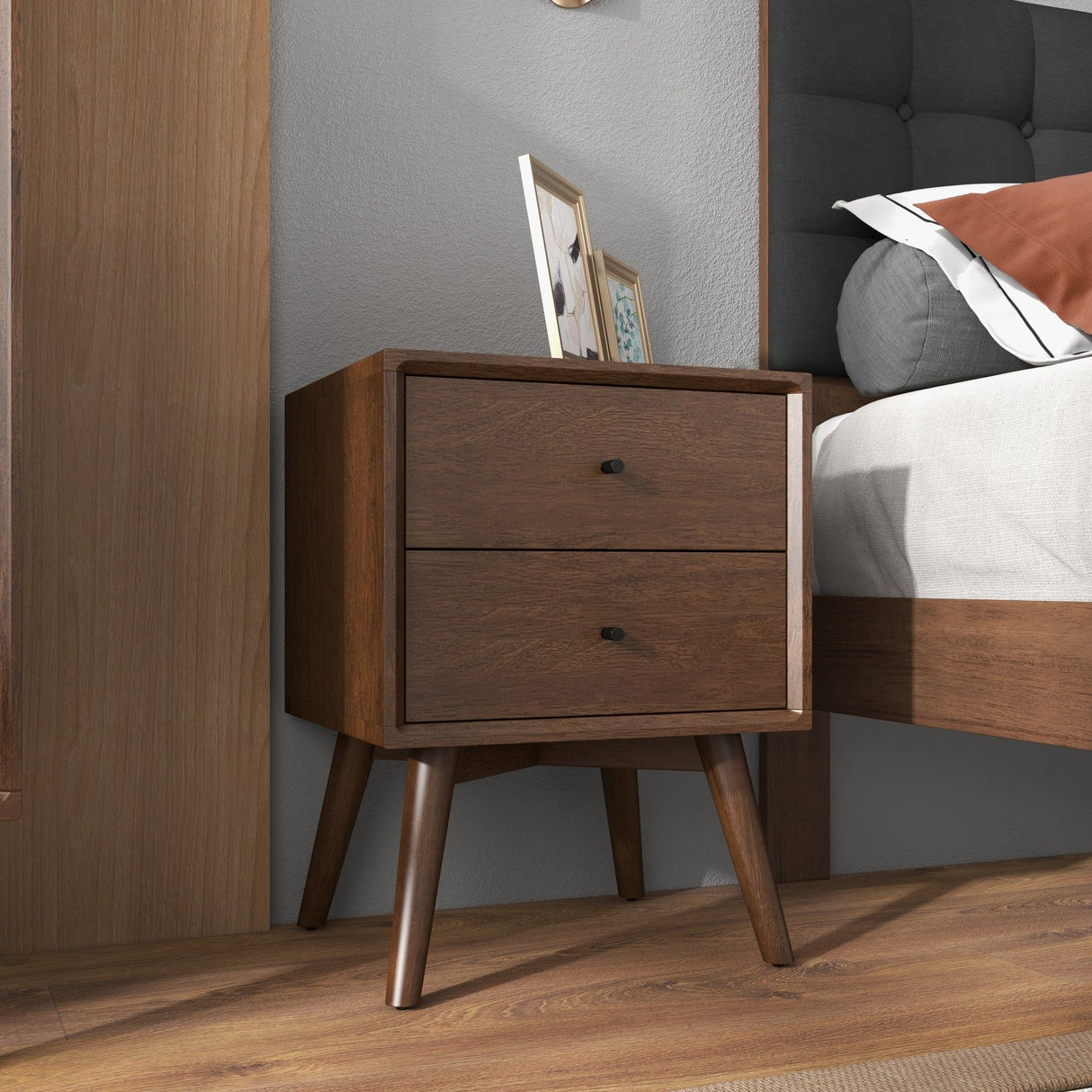 Caroline - Mid-Century Modern Style Night Stand 2 Drawer