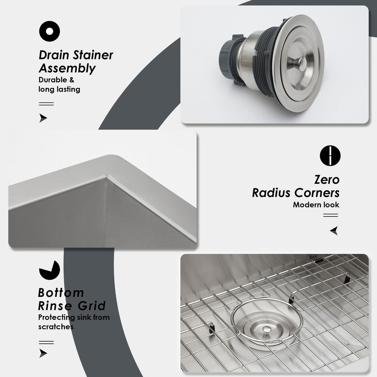 Modern Style Undermount Sink With Stainless Steel, Deep Single Bowl