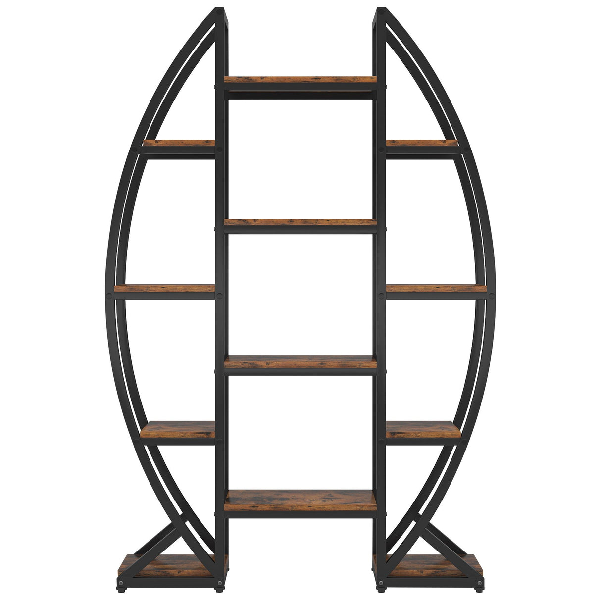 Triple Wide Oval Etagere Bookcase With Shelves For Living Room