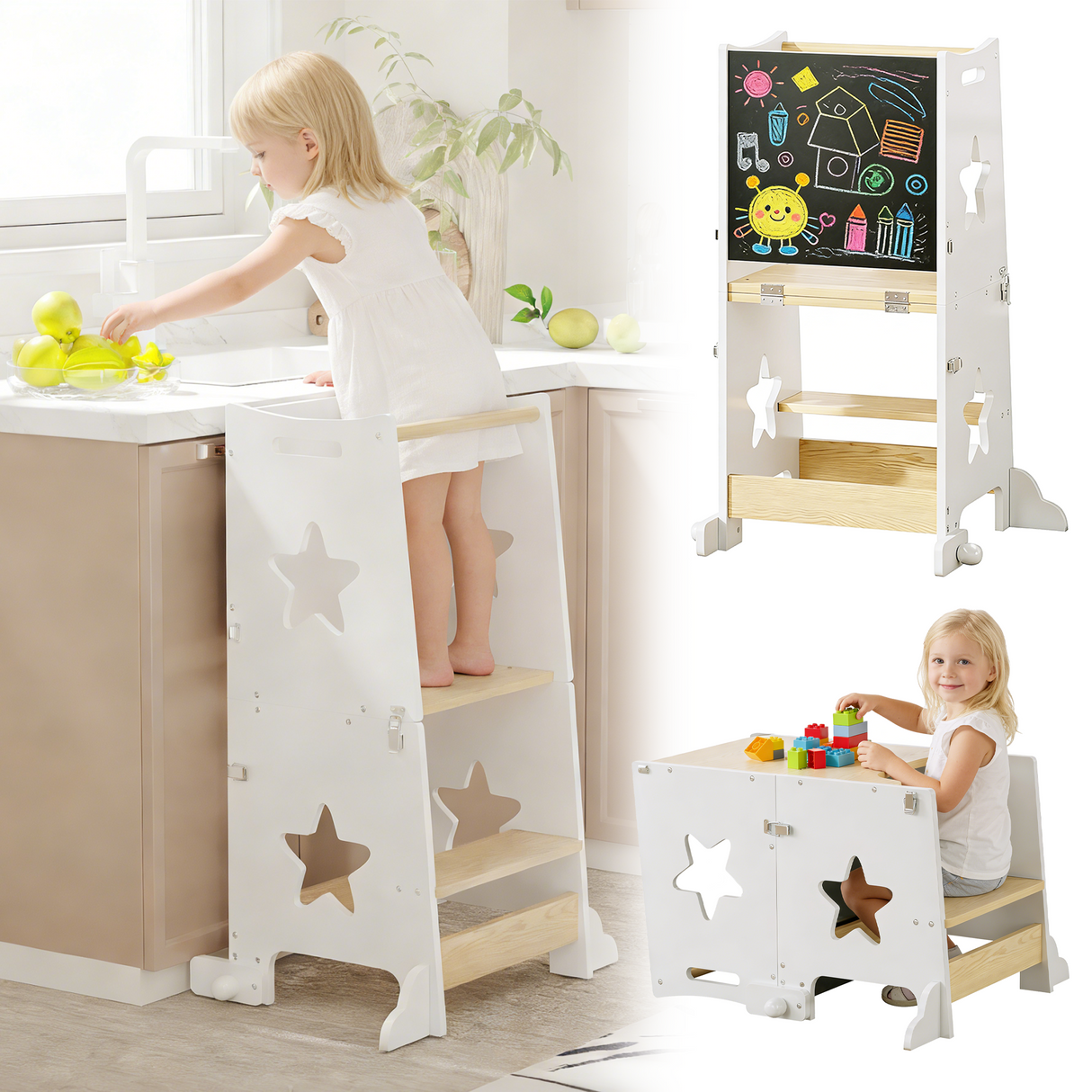 3-in-1 Toddler Kitchen Step Stool