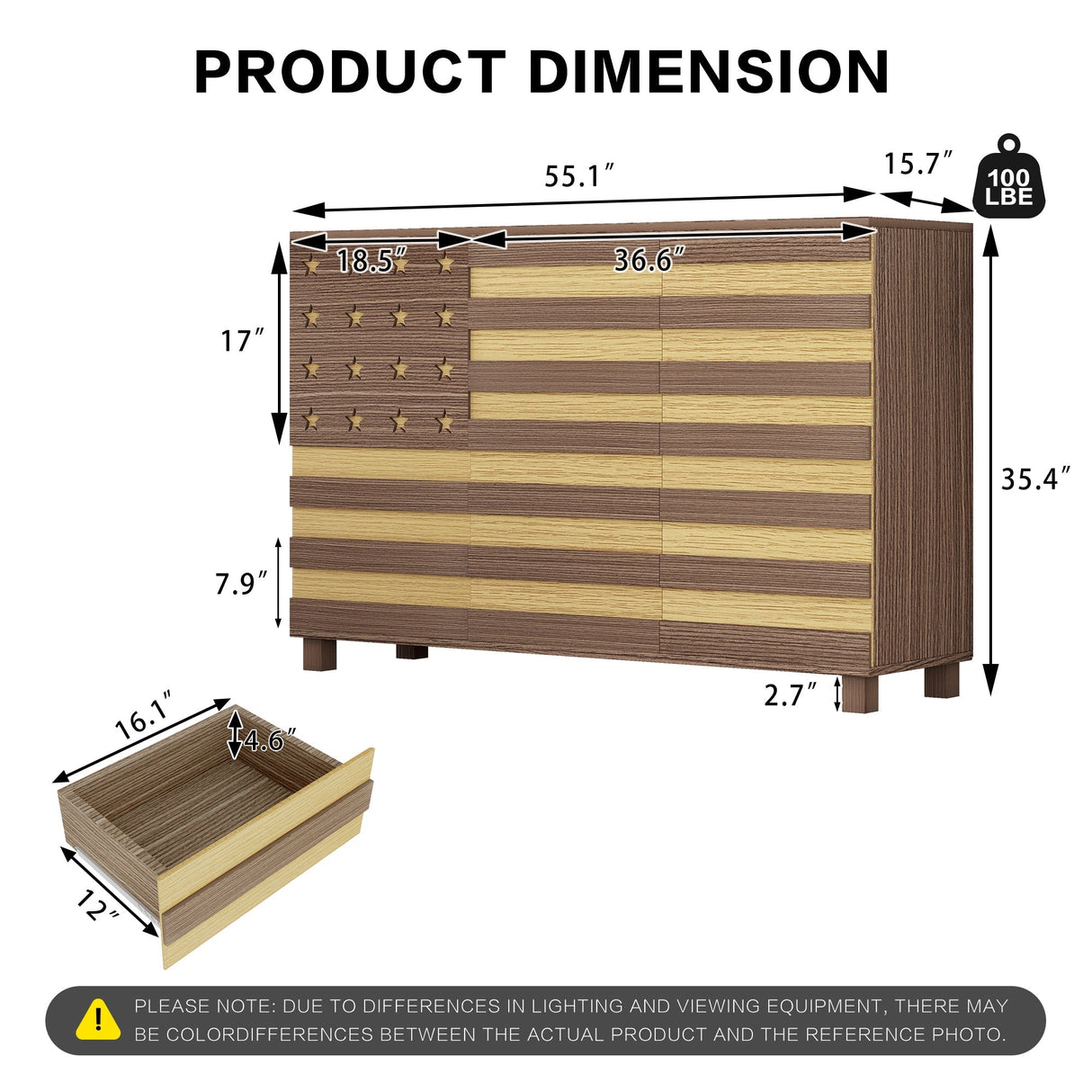 55-Inch Hand-Carved Buffet Sideboard Cabinet