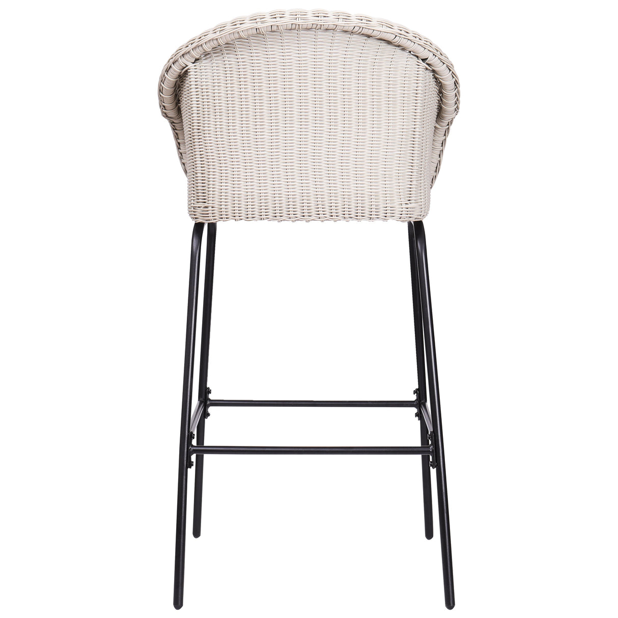 Ladd Outdoor Metal Wicker Barstool Light Gray Faux Wicker Set of 2