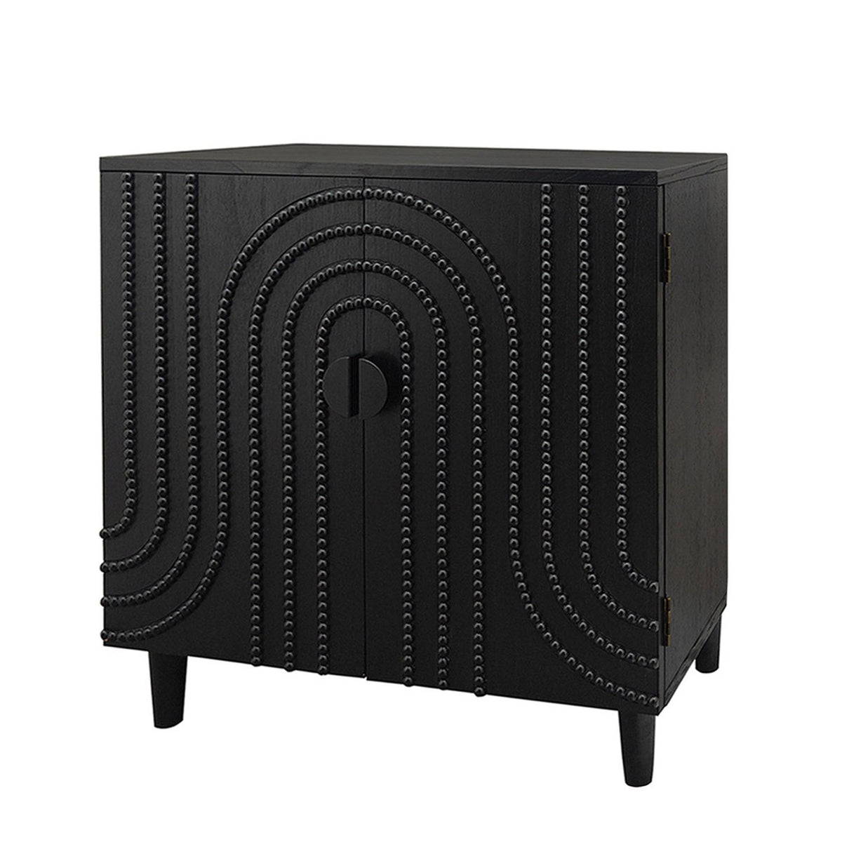 Modern Black Wood Storage Cabinet with Decorative Door, 30in Accent Sideboard for Living Room, Bedroom, or Entryway