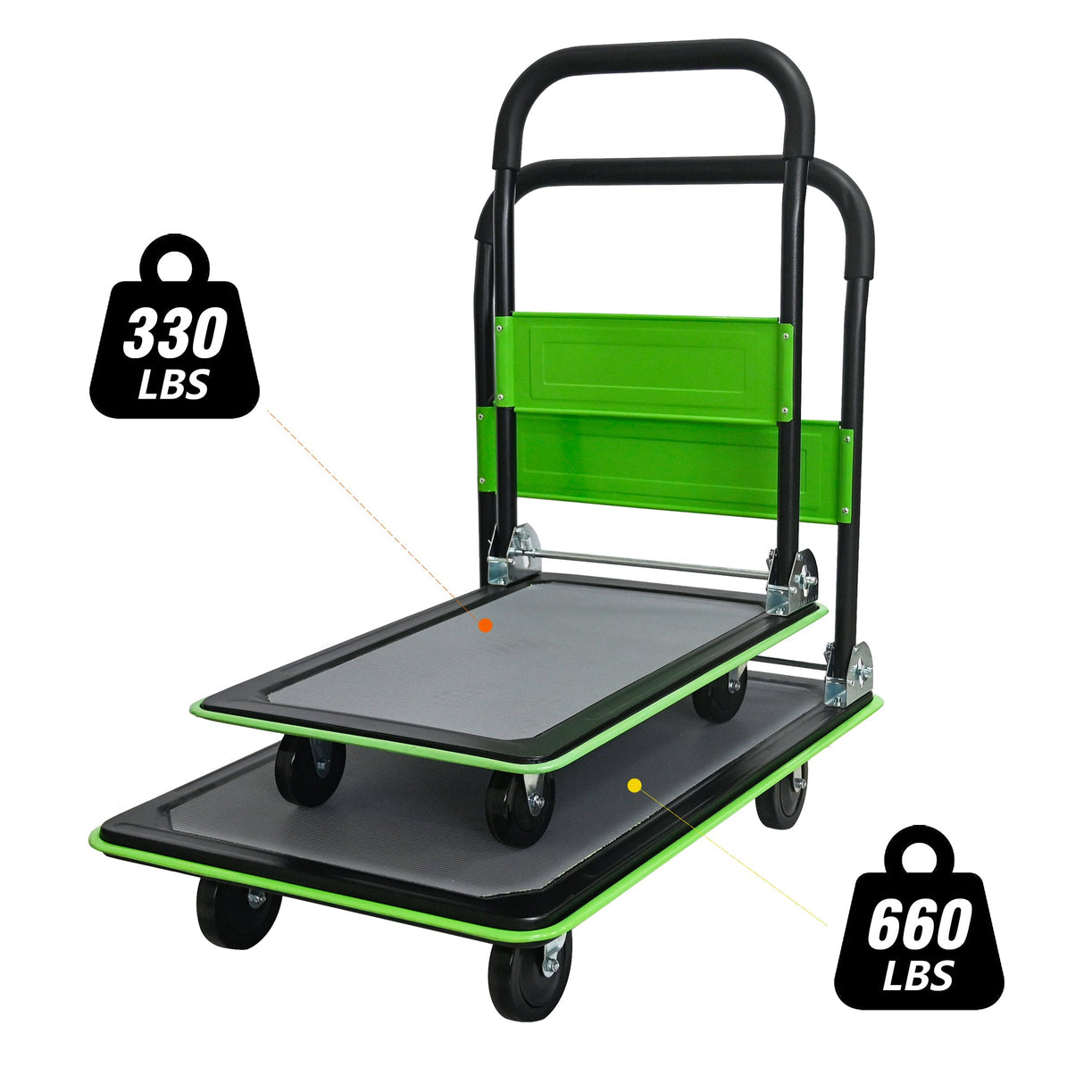 Flatbed Cart - 330lbs Heavy Duty Capacity Platform Hand Truck