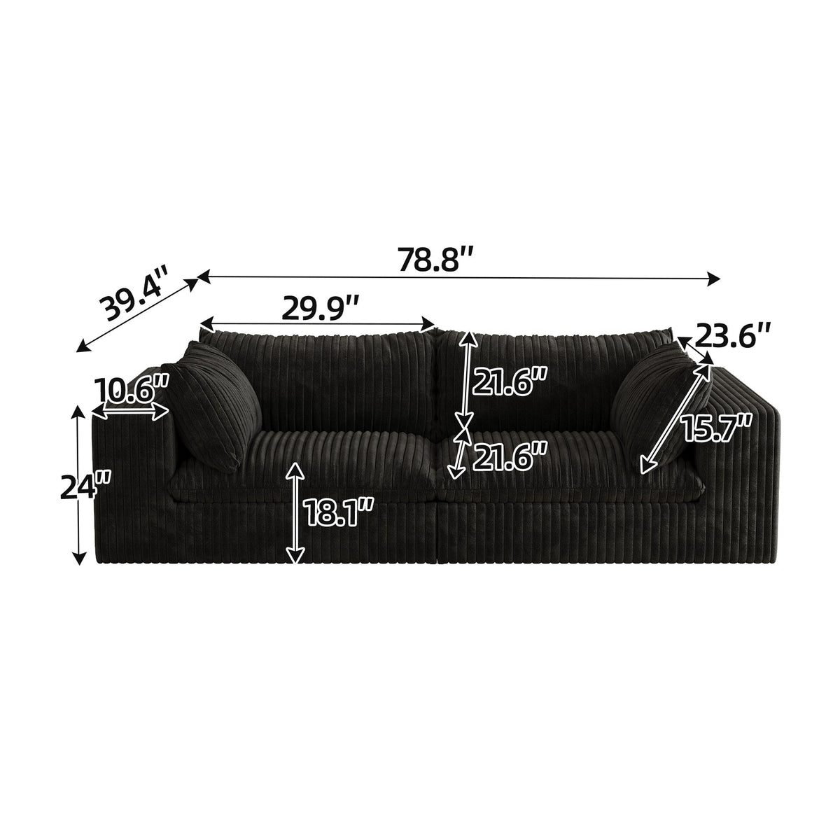Y137 Modular Black Sofa