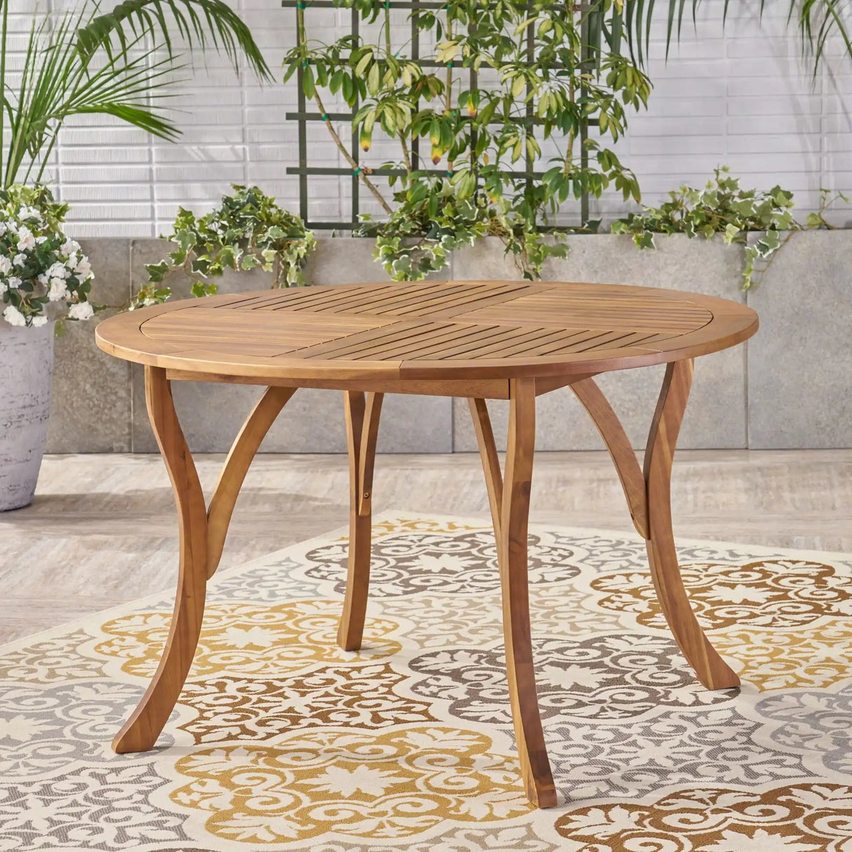 Hermosa Outdoor Acacia Wood Table Circular Design