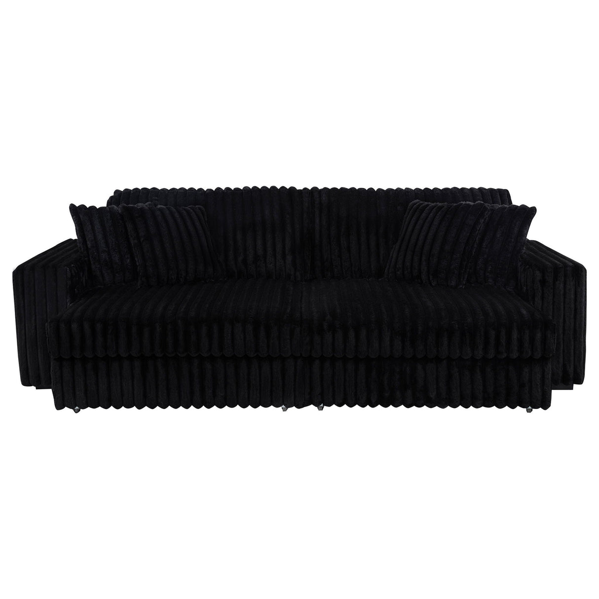 Jacana Corduroy Upholstered Dual Power Chaise Sofa Black