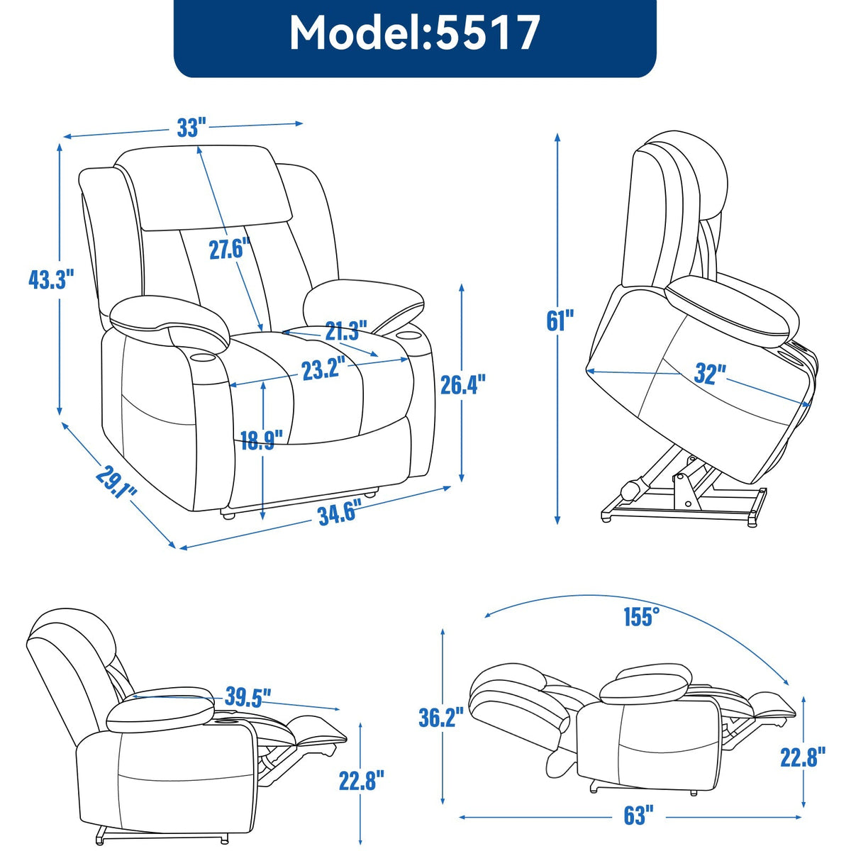 Chenille Power Lift Recliner Chair