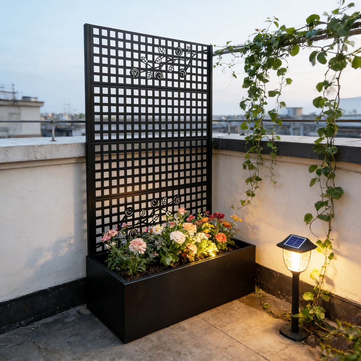 Metal Planter Box with Trellis