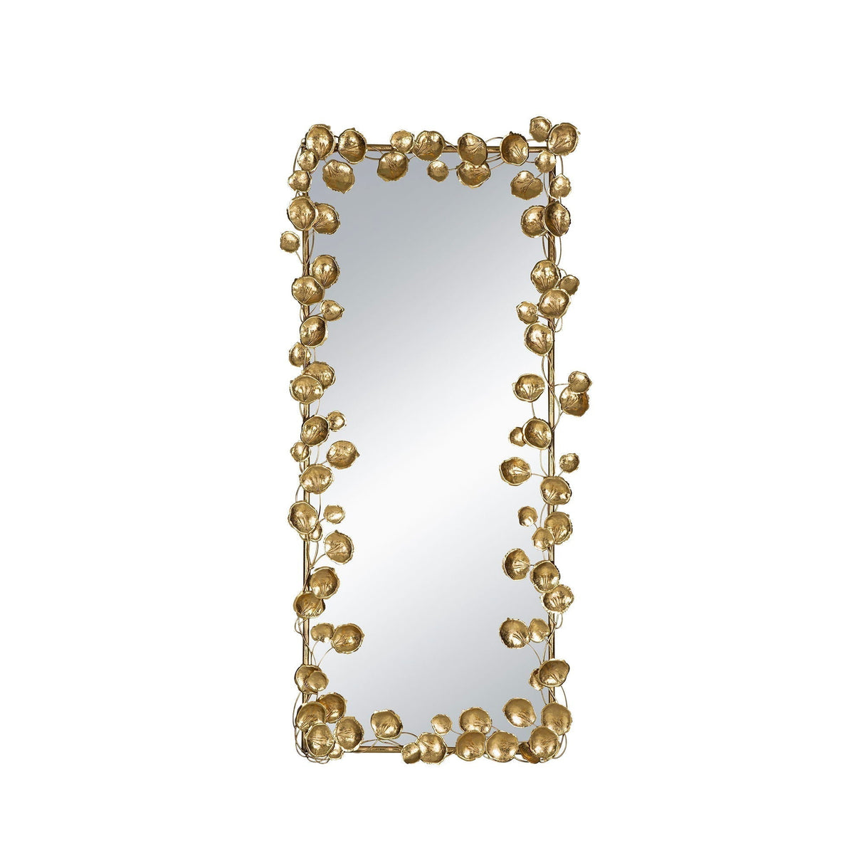 Full Length Mirror With Leaf Accents - Gold