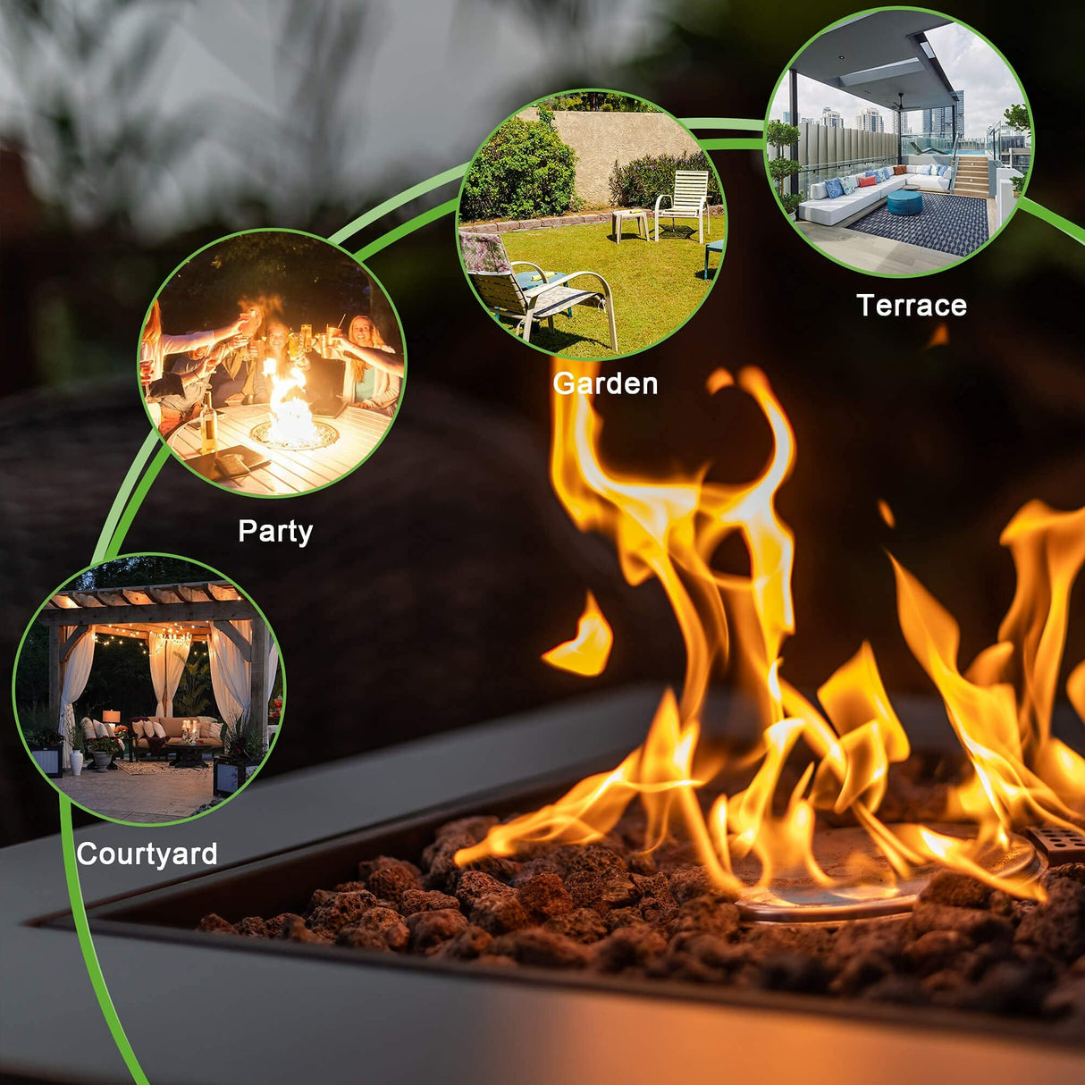 28in Propane Fire Pits Table, 50000 BTU Gaswith Lid, Lava Stone, ETL Certification - Tuesday Morning - Fire Pits