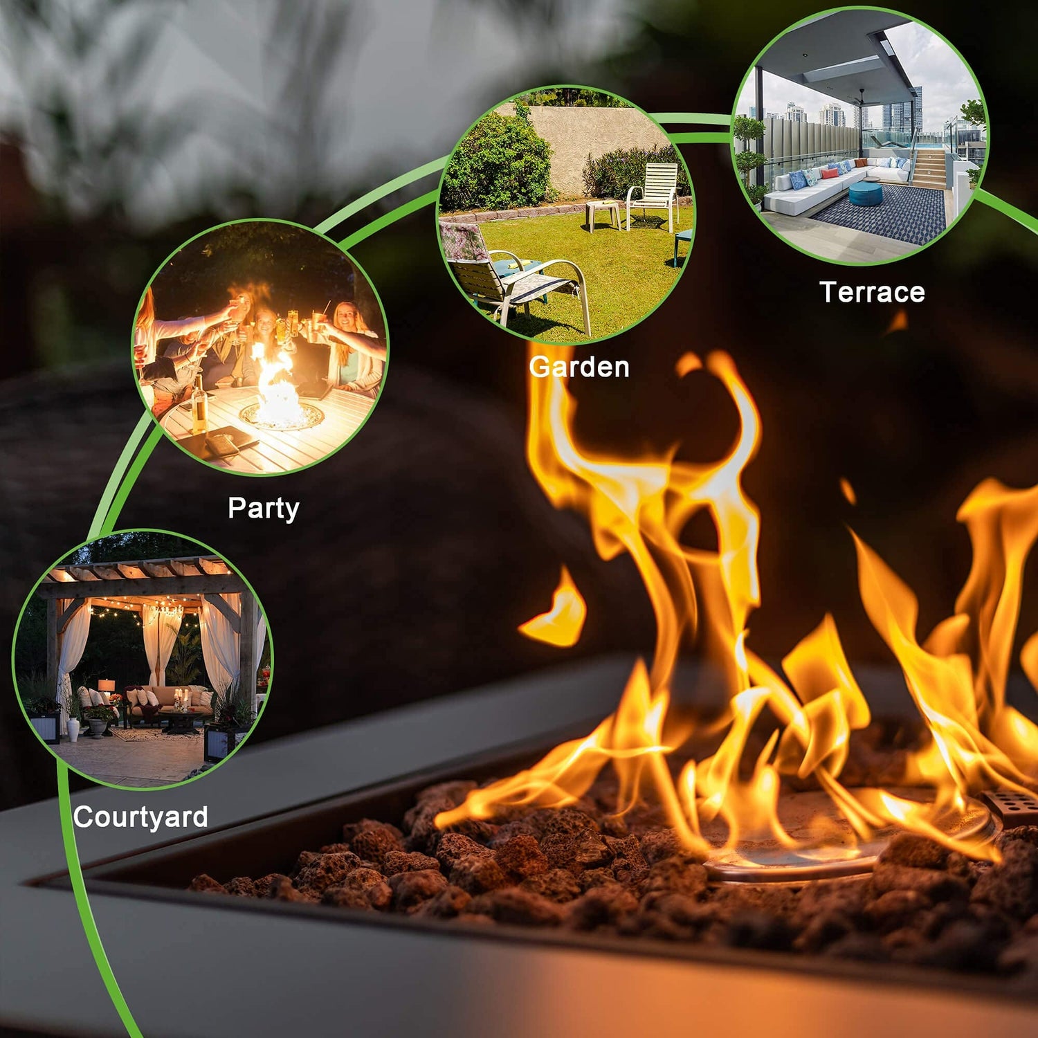 28in Propane Fire Pits Table, 50000 BTU Gaswith Lid, Lava Stone, ETL Certification - Tuesday Morning - Fire Pits