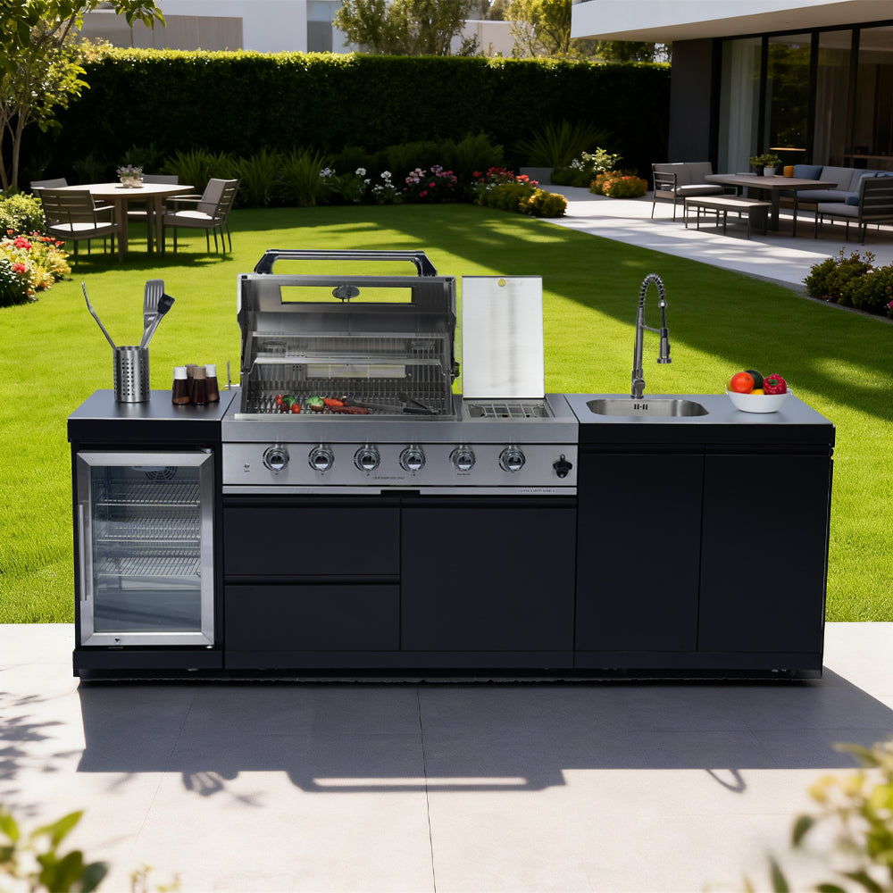 98-Inch 4-Burner Deluxe Stainless Steel Outdoor Kitchen Island Grill