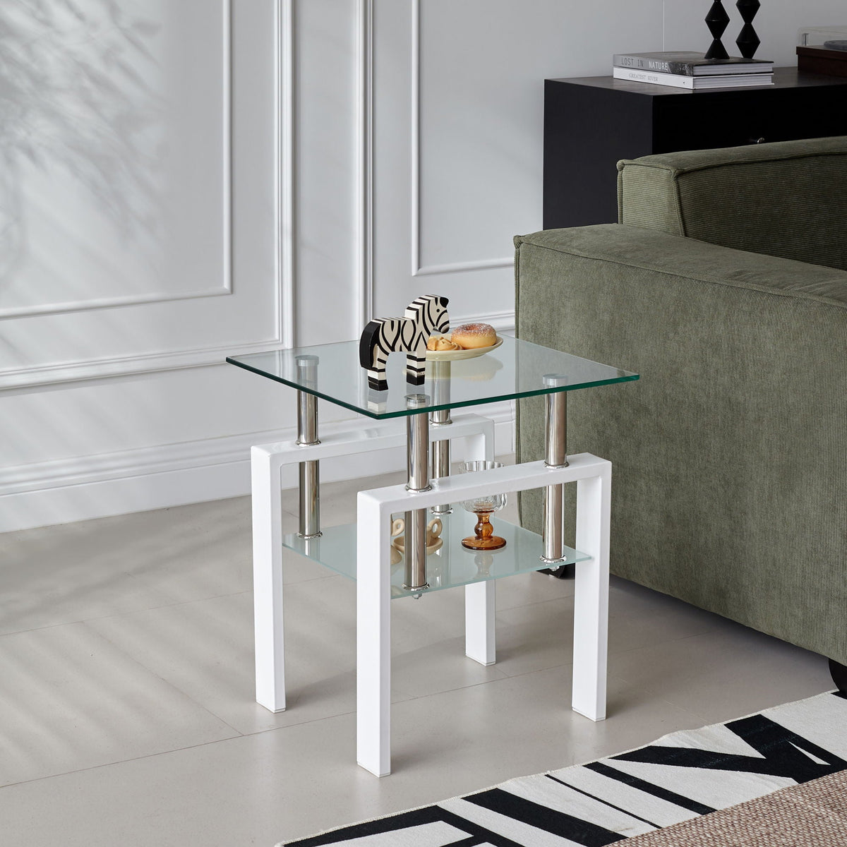 Tempered Glass Table With Storage