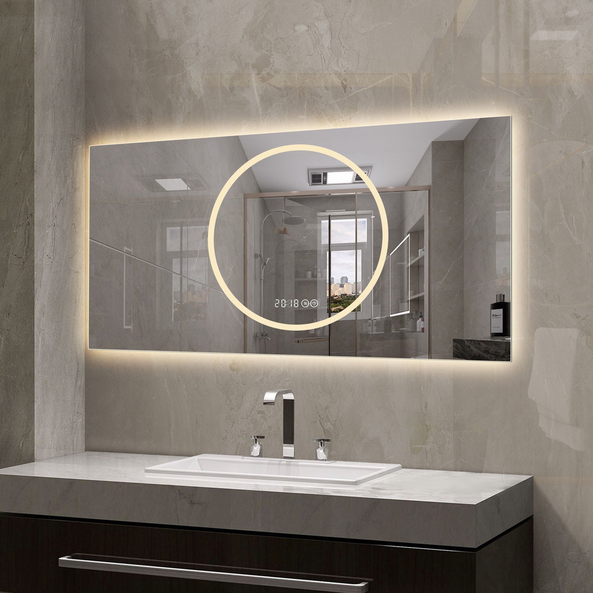 LED Vanity Mirror with Anti-Fog & Dimmable Lights - Antique Silver