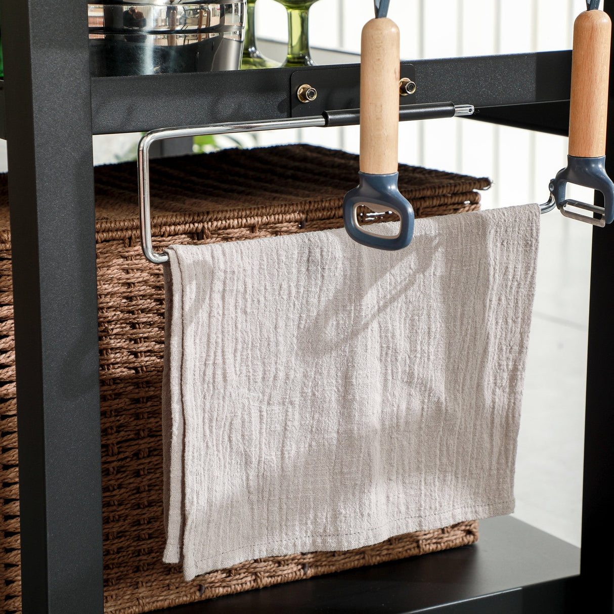 Outsunny Three-Shelf Outdoor Grill Cart with Stainless Steel Tabletop