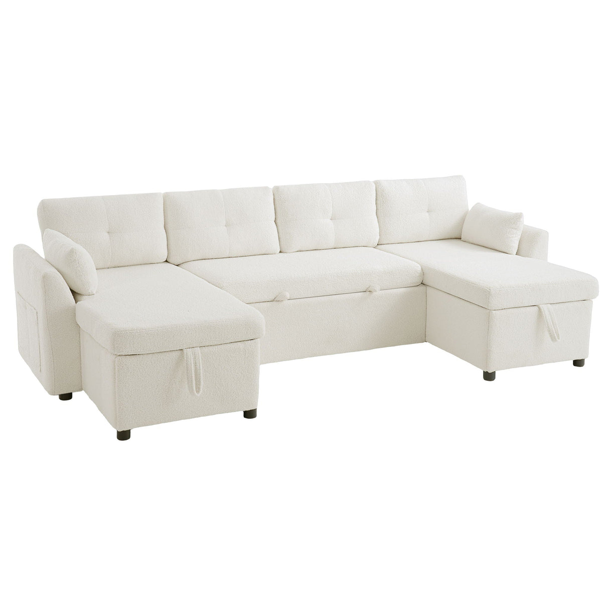 U-Shaped Sectional Sofa Bed With Storage And USB Ports