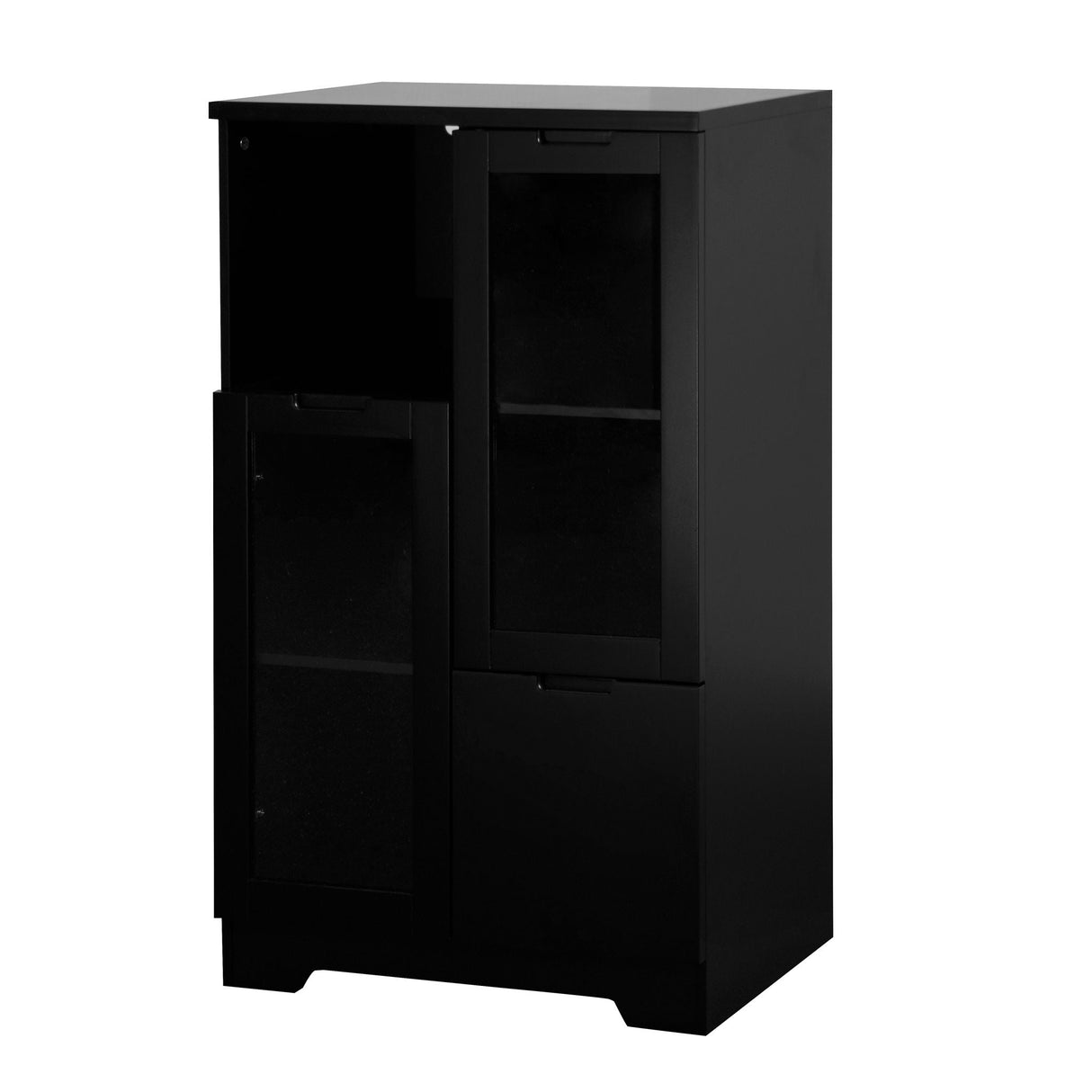 Modern Cabinet With Glass Doors And Drawer