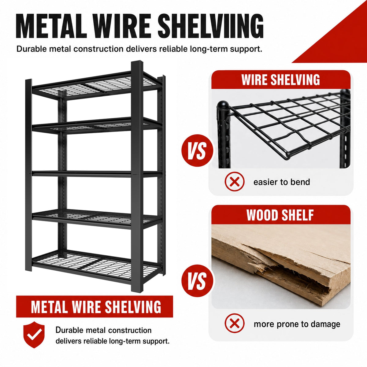 78"H 5-Tier Adjustable Heavy Duty Metal Mesh Storage Rack