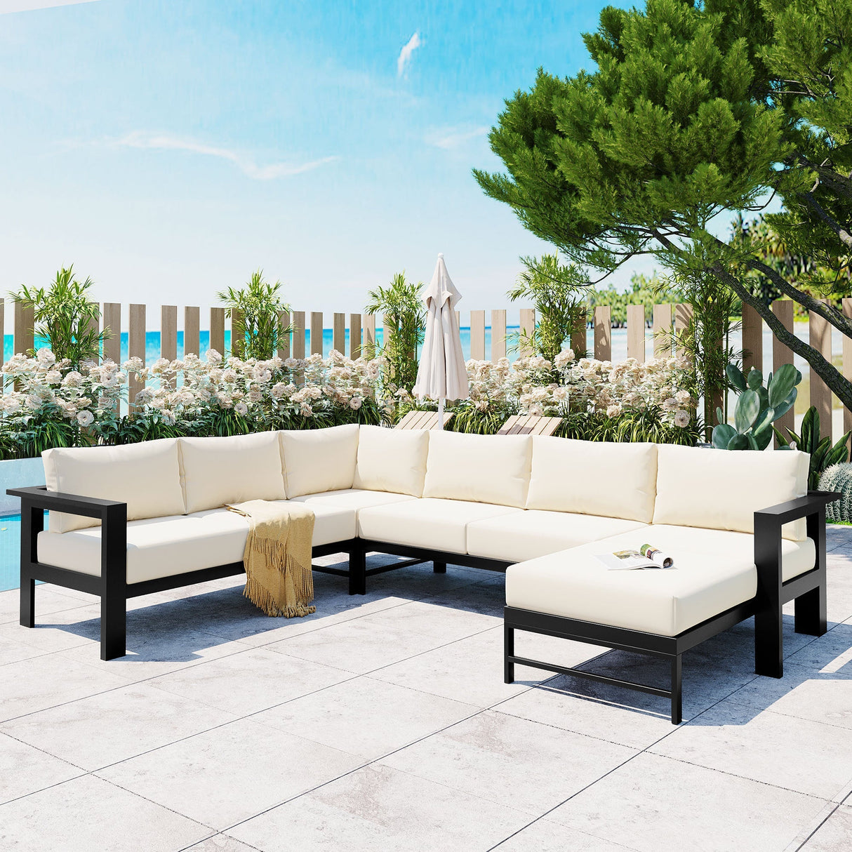U-Style U-Shaped Outdoor Sectional Sofa Set