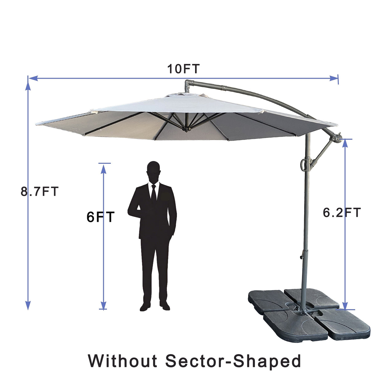 10 ft Offset Cantilever Patio Umbrella with Crank - Gray
