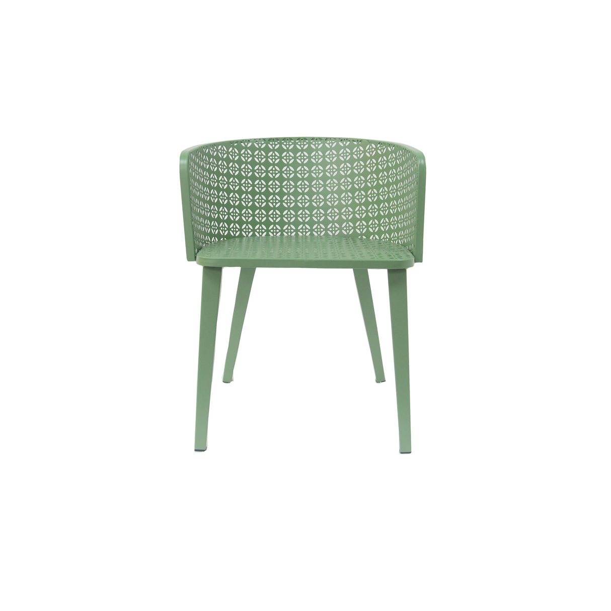 Milan Outdoor Dining Chair Set of 2 in Green Iron with Modern Design