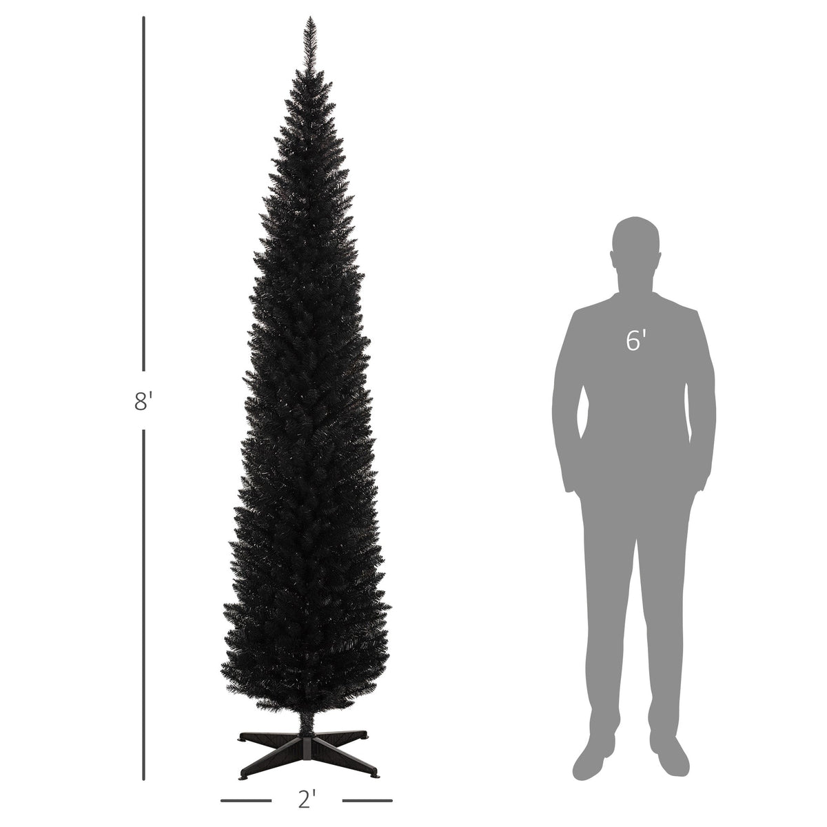 Classic Pencil Christmas Tree with Easy Setup - 8ft Tall