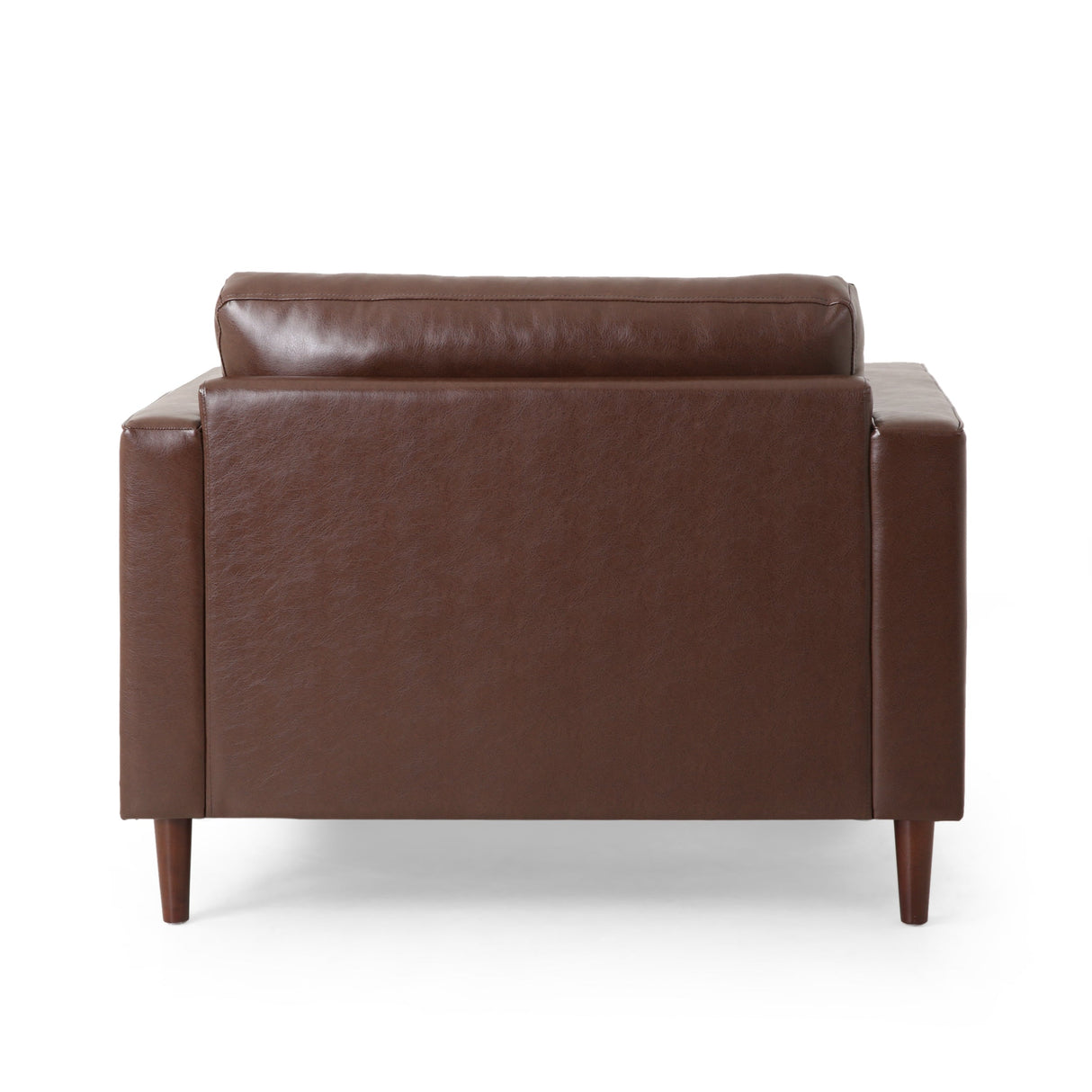 Sophisticated Club Chair with Relaxing Comfort in Dark Brown Faux Leather and Birch Wood