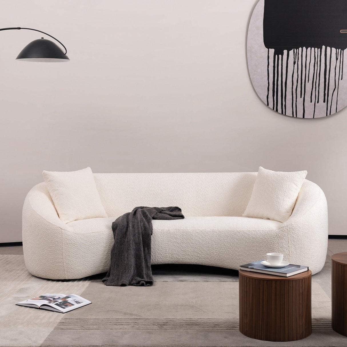 Minimalist Curved Sofa, 3 Seater