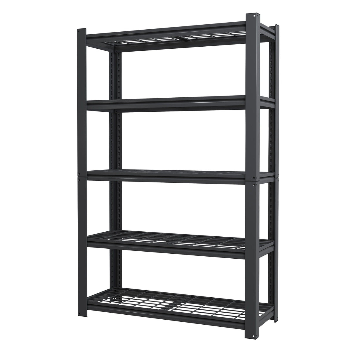 Heavy Duty 5 Tier Adjustable Metal Mesh Storage Rack With 2000 Lbs Capacity - Brushed Nickel