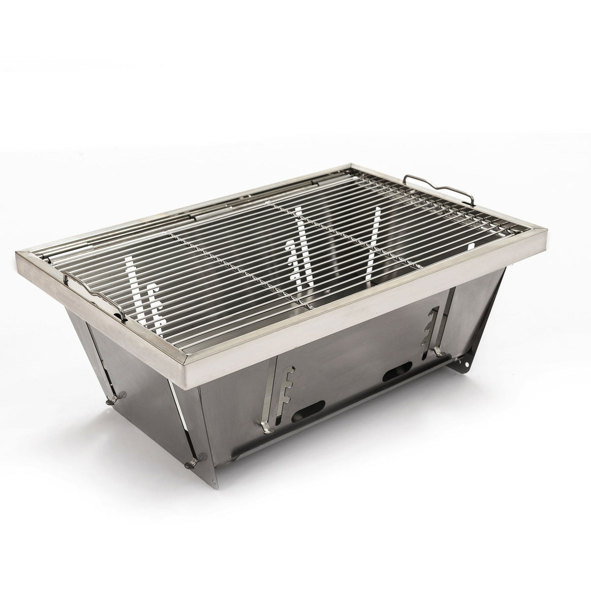 Folded Portable Charcoal BBQ Grill with Foldable Design - Stainless Steel