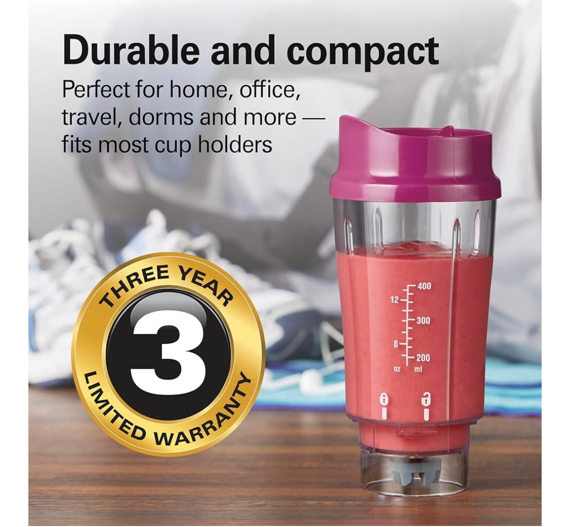 Hamilton Beach Portable Blender for Shakes and Smoothies with 14 oz Travel Cup