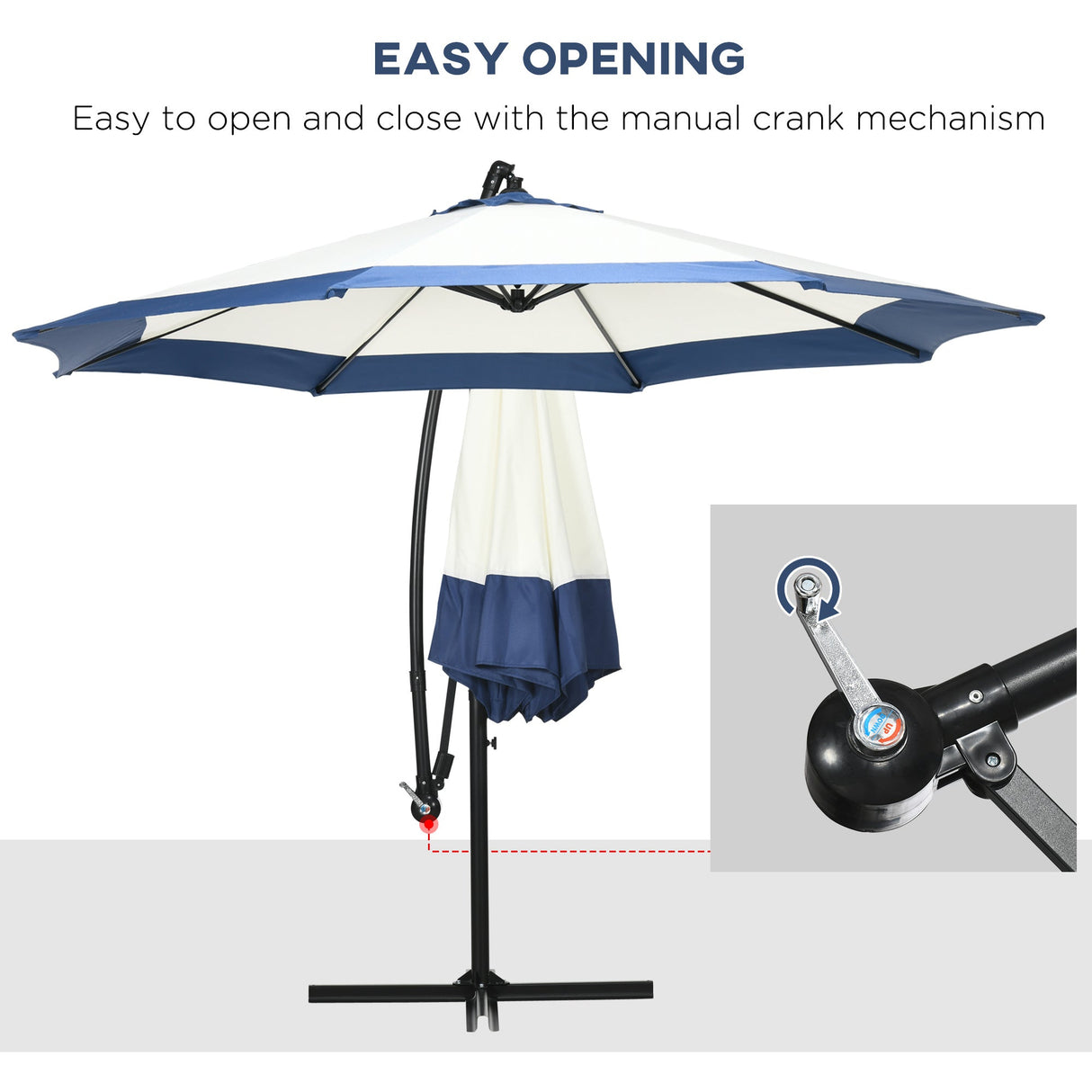 Outsunny 10FT Cantilever Umbrella with Crank and Cross Base