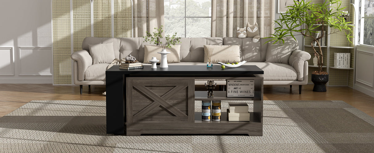 Farmhouse Lift Top Coffee Table With Barn Doors