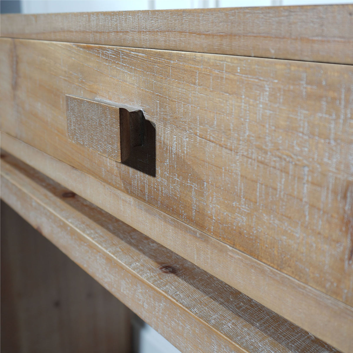 Rustic Wood Console Table with Three Drawers - Natural Finish