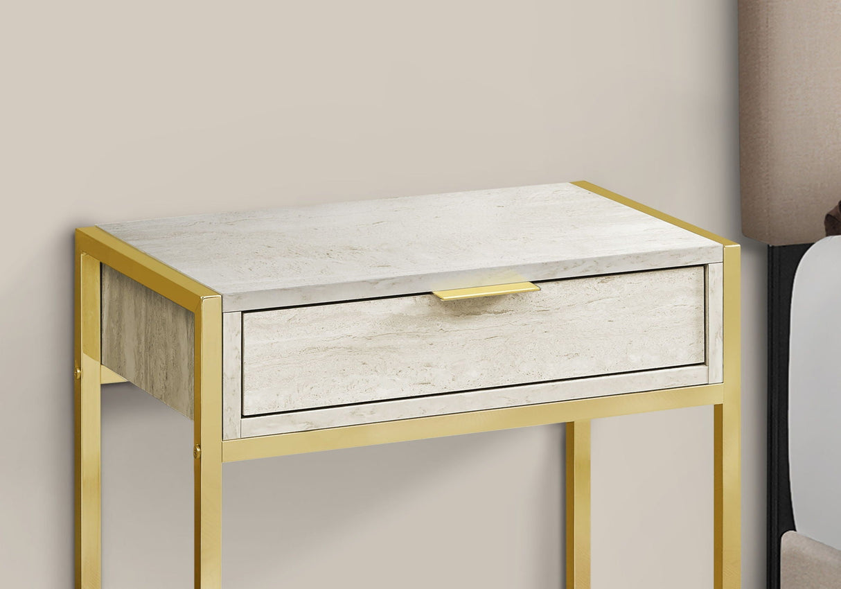 Accent Side Table With Storage Drawer And Spacious Tabletop