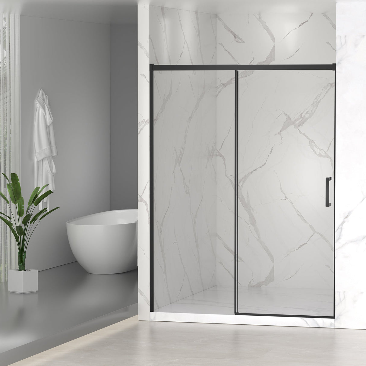 56-60" W x 74" H Semi-Frameless Sliding Shower Door