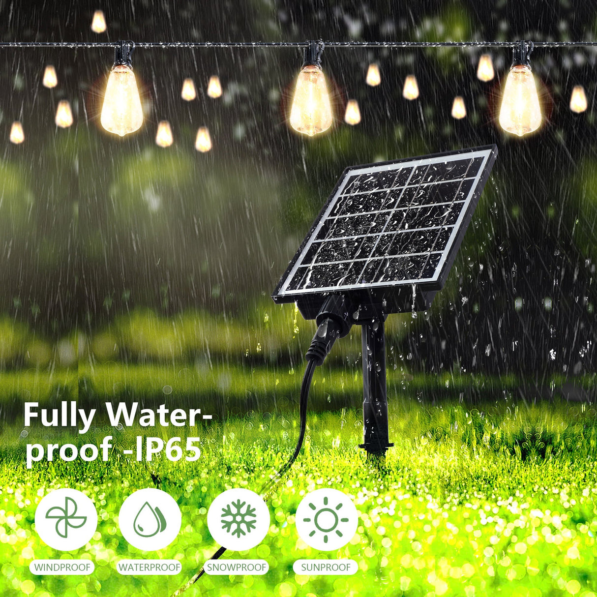 100 FT Solar String Lights Waterproof with Remote & USB Port