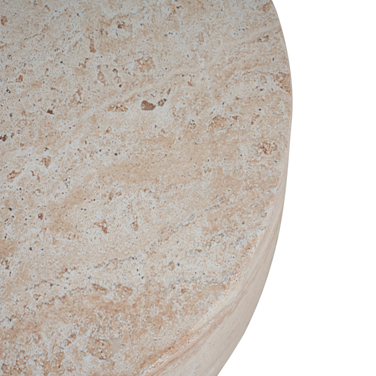 Outdoor / Indoor, Lightweight Concrete Side Table With Travertine - Beige