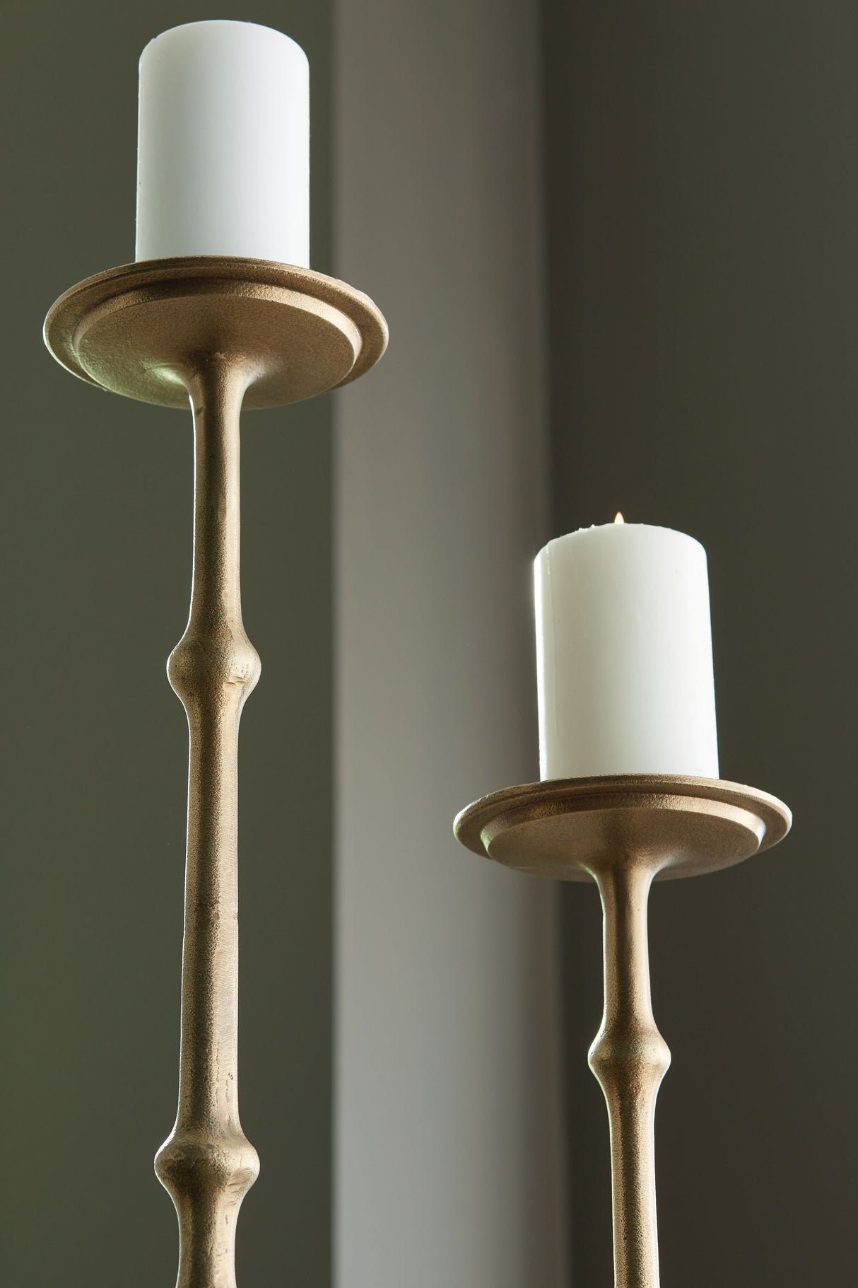 Larwick - Candle Holder Set (Set of 2) - Antique Brass Finish