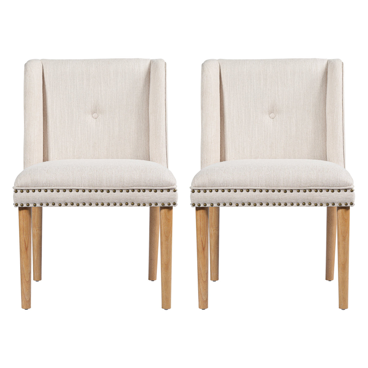 Light Luxury Rivet Upholstered Dining Chair Set of 2