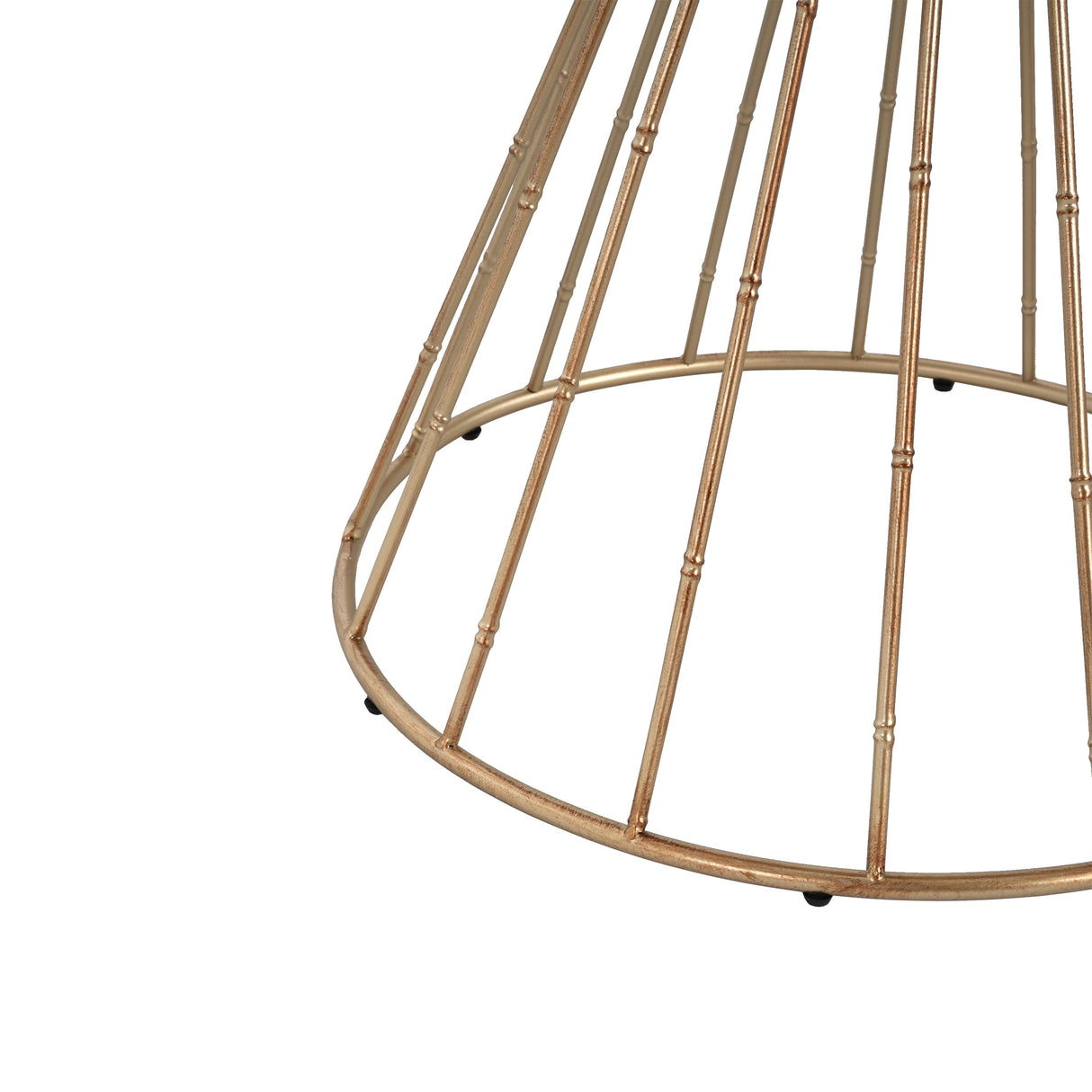 Hollow Edge Retro Art Pine Side Table with Antique Gold and Natural Color