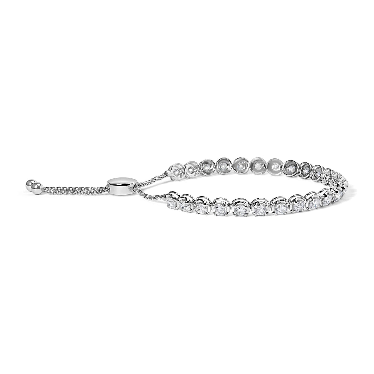 14K White Gold 6.00 Cttw Diamond 4”-10” Adjustable Bolo Tennis Bracelet (I-J Color, I1-I2 Clarity)