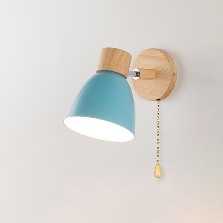 Modern Minimalist Wooden Cone Wall Sconce LED E27 Wall Light