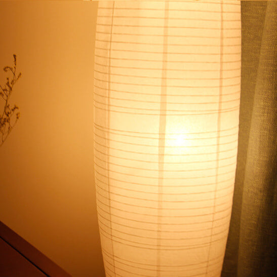 Nordic Rice Paper Column Floor Lamp 2-Light Tri-Color Lighting