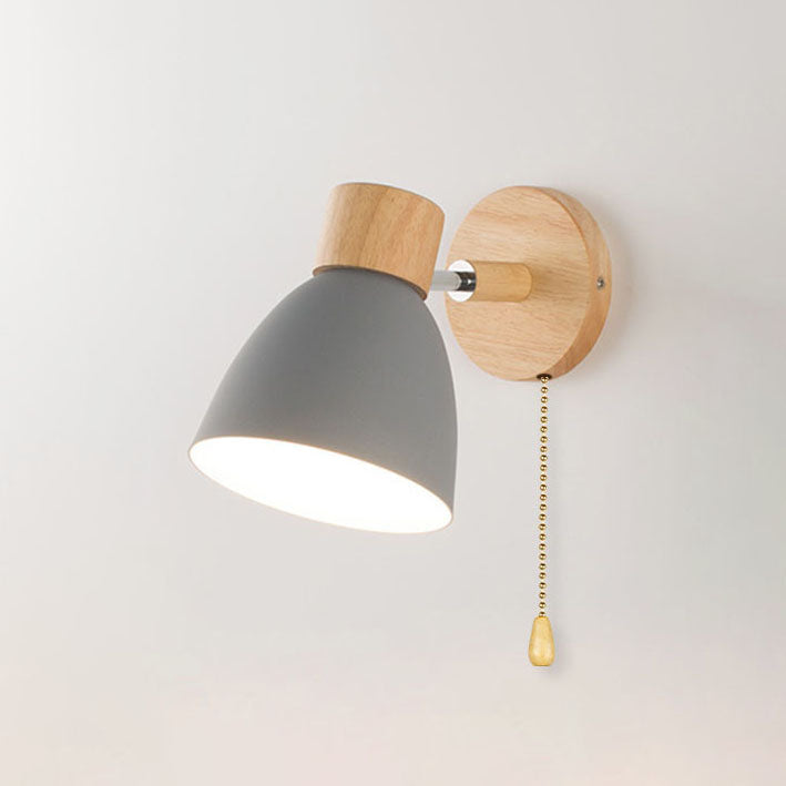 Modern Minimalist Wooden Cone Wall Sconce LED E27 Wall Light