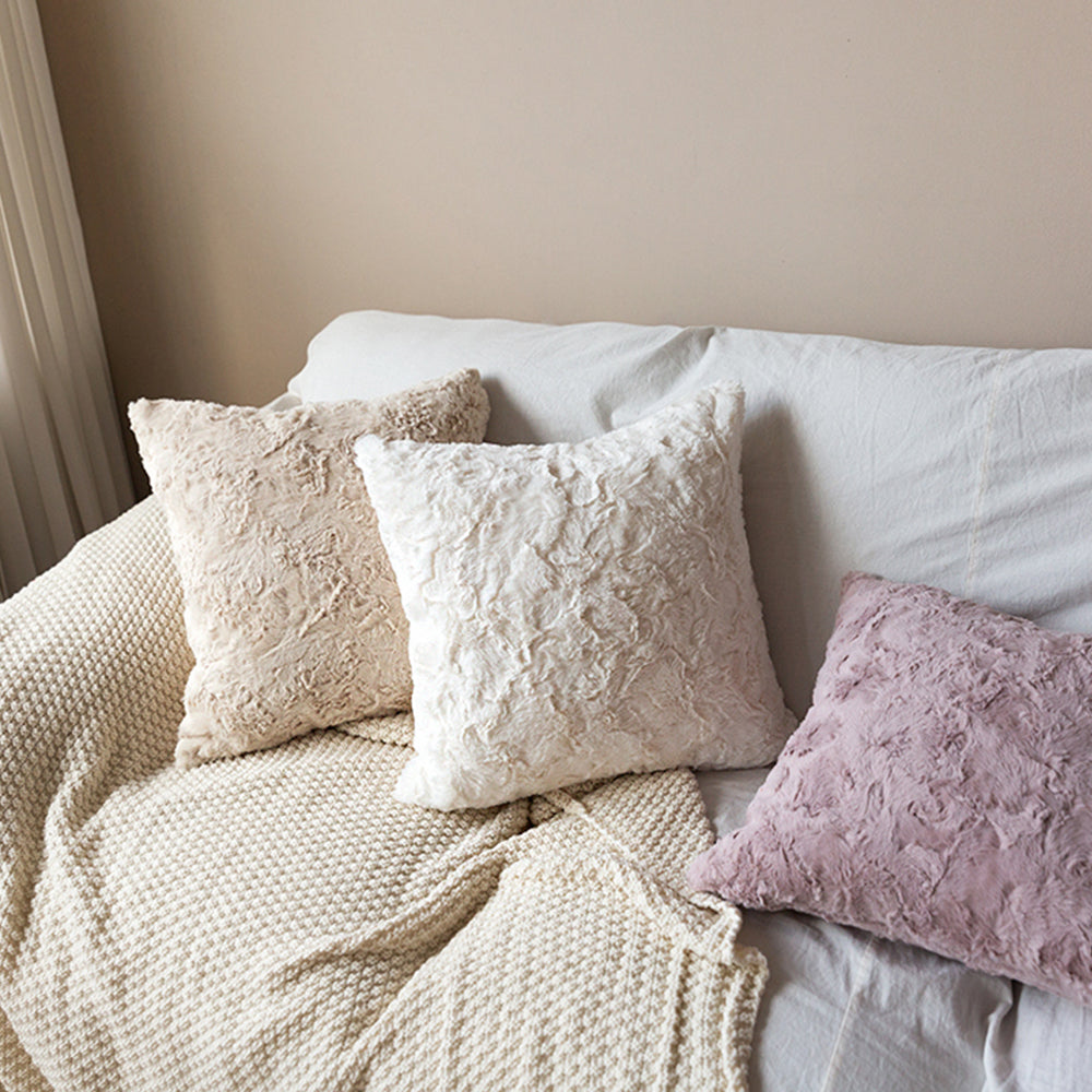 Pack of 2 Double sides furry throw pillow case and insert great to snuggle